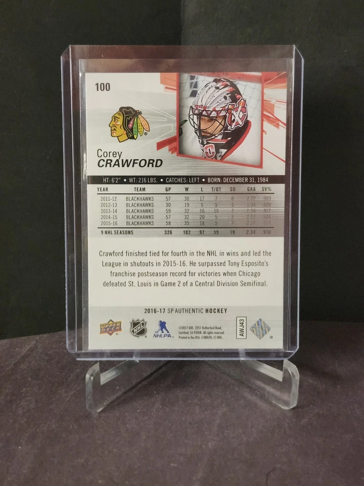 16-17 SP Authentic #100 Corey Crawford - Image 2 of 2