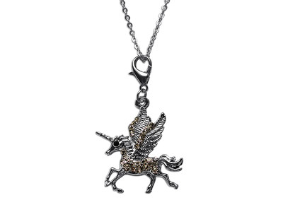 Edelstahl Halskette 40 - 75cm mit Charm Anhänger Pegasus (3,5 x 3,2cm) (311) 
