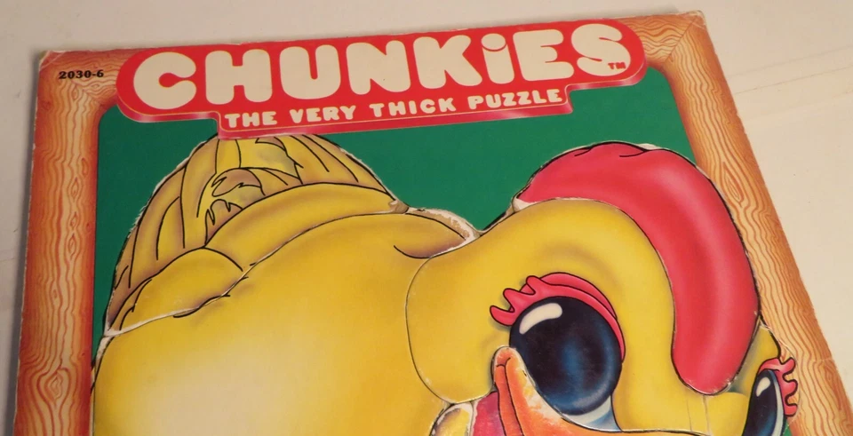 Vintage 1985 Sharin Toy Company Chunkies Tray Puzzle CHICKEN 8 Pc Very Thick - Image 3 of 4
