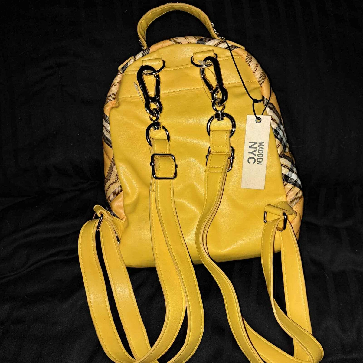 Madden NYC Girls Modular Zipper Backpack Yellow Check 