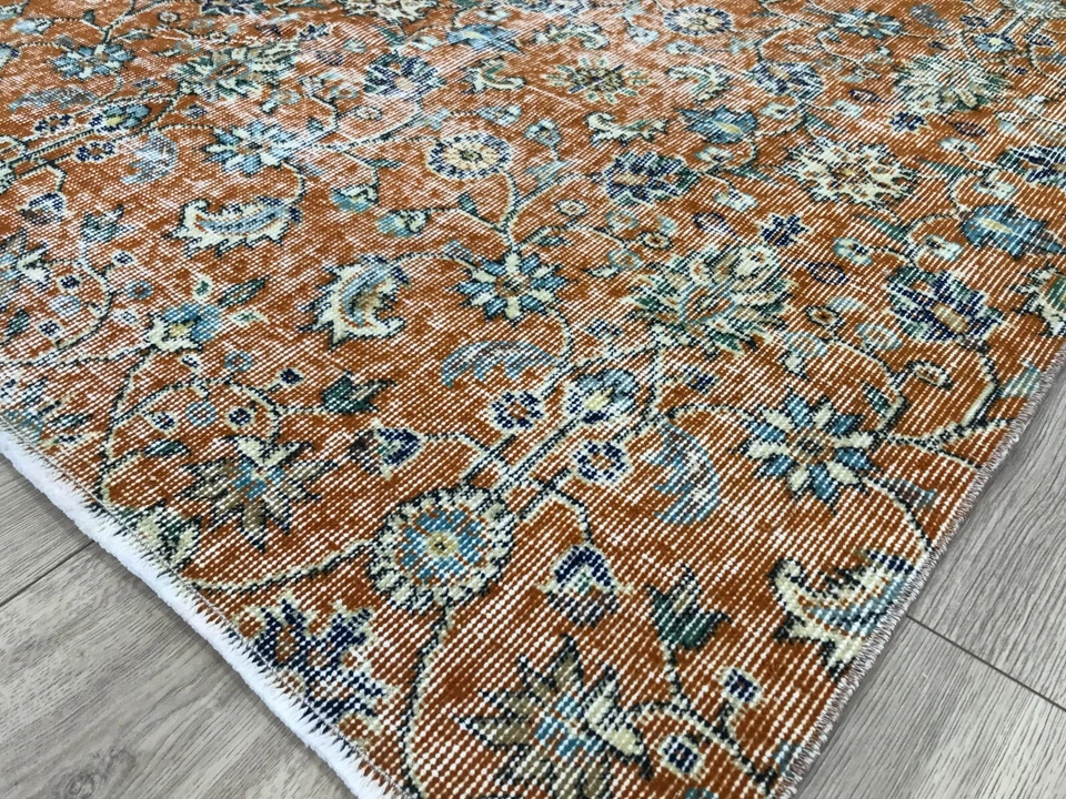 Handmade wool rug, Vintage rug, Antique rug, Gothic Orange rug, 4.6 x 7.9 ft - Image 4 of 4