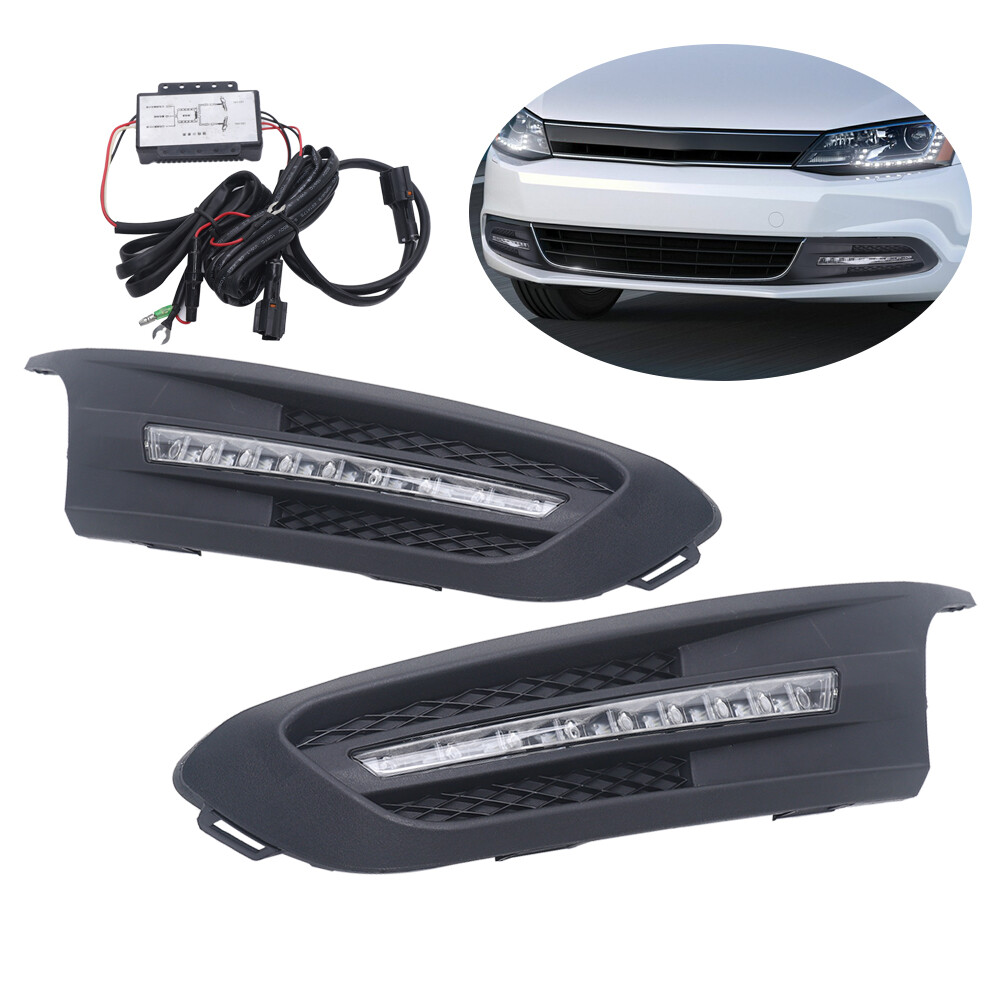 Fog Lights for 2011-2014 Volkswagen Jetta Bumper Clear Lamps Wiring Kit Switch