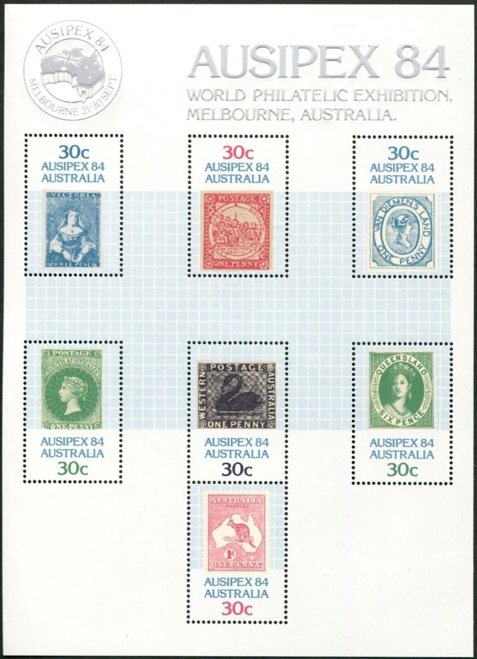 1984 Australia AUSIPEX 84 Last Pack Commemorative 1st Colonial Stamps Mini-Sheet - image 2 of 3