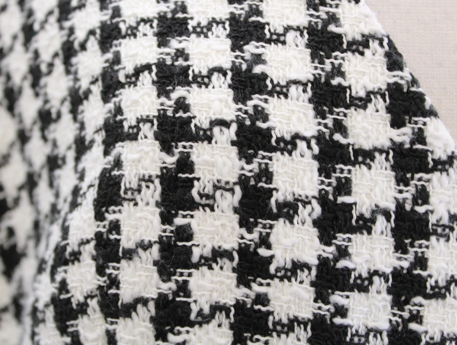 Mini abito Kate Spade nero bianco pied de poule tweed frange fiocco linea A taglia 12