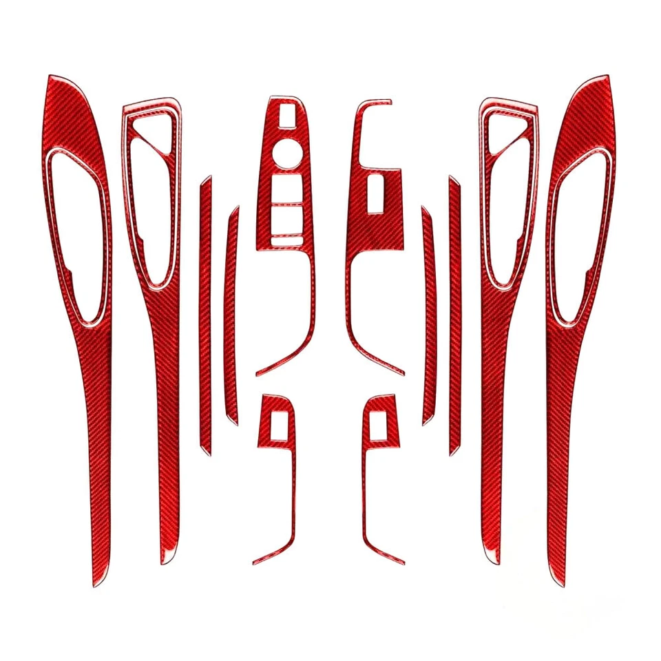 16Pcs Red Carbon Fiber Interior Door Panel Full Set For Alfa Romeo Stelvio 16-22 - Image 2 of 4