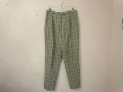 New AUSTIN REED Classic Gray/Beige Rayon Blend Plaid Pockets Dress Pants Size 14