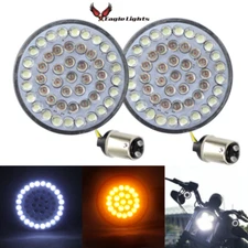 Eagle Lights Harley Front 2" LED Turn Signals Inserts White/Amber 1157 HD Bullet