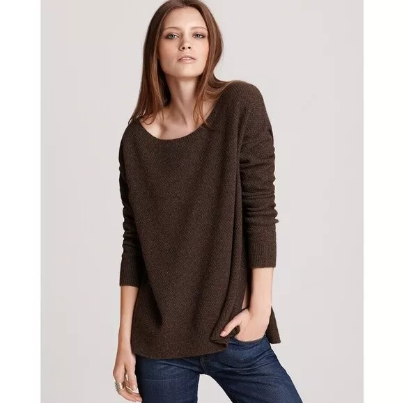 NWT Vince Wool Asymmetric Side Botton Sweater Size L 320 eBay