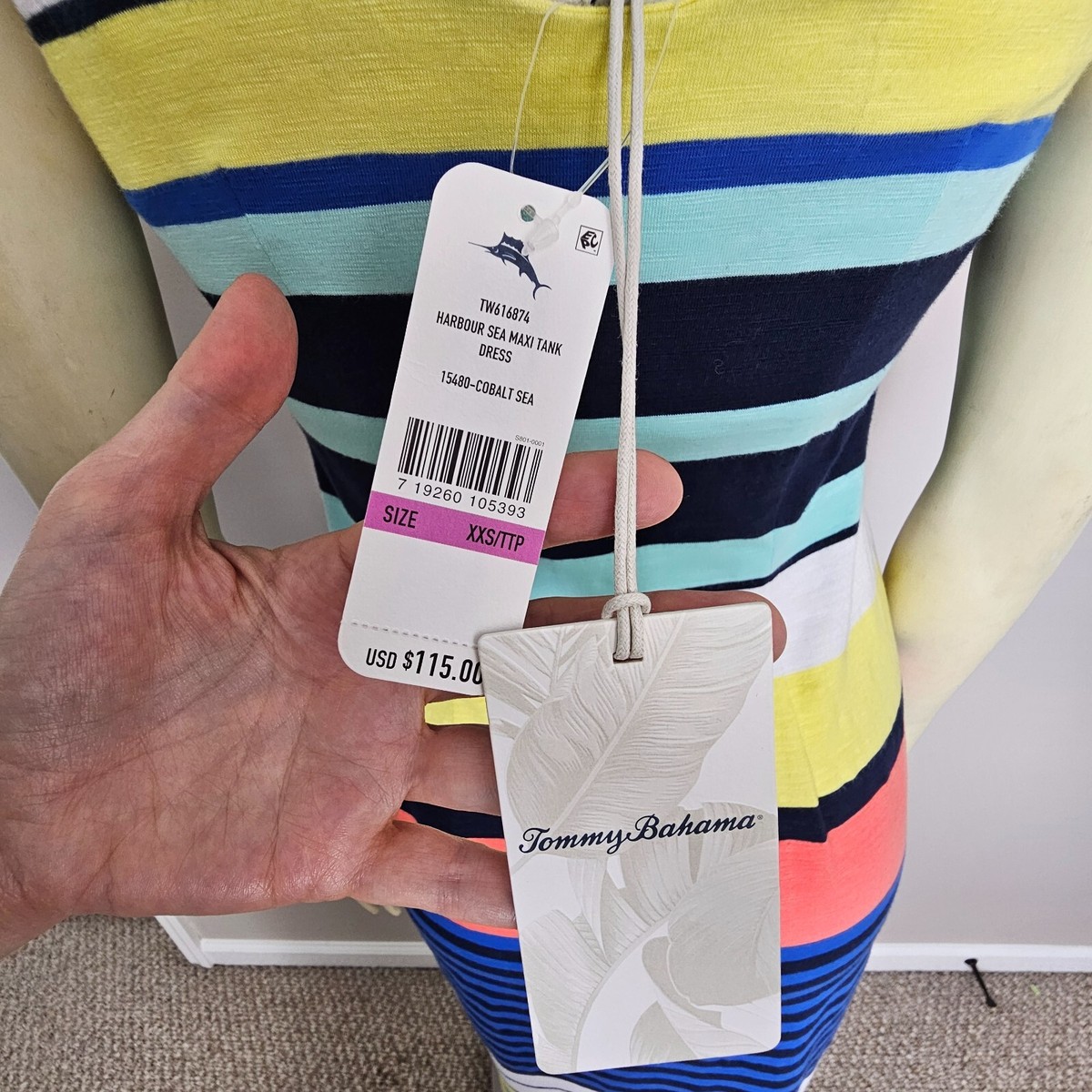 専用② Tommy Bahama Womens XXS Harbour Sea Maxi Tank Dress Colorblock