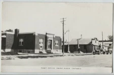 1930's-40's Post Office & Street Rainy River Ontario Real Photo Postcard RPPC 