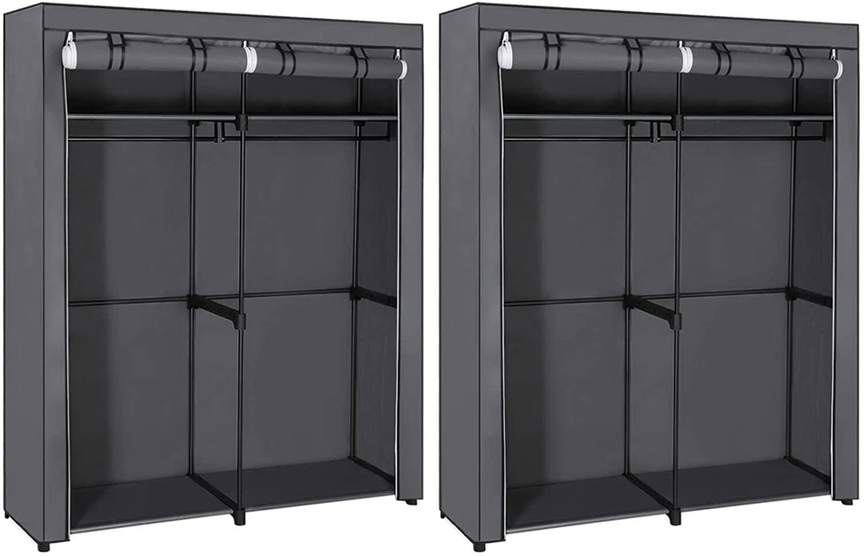 2er Kleiderschrank Garderobe Kleiderstangen Regal Kleiderständer LBD018G02