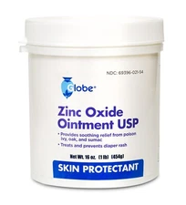 Globe Zinc Oxide, Soothes, Prevents Relieves Diaper Rash Chaffed Skin, 16 oz JAR
