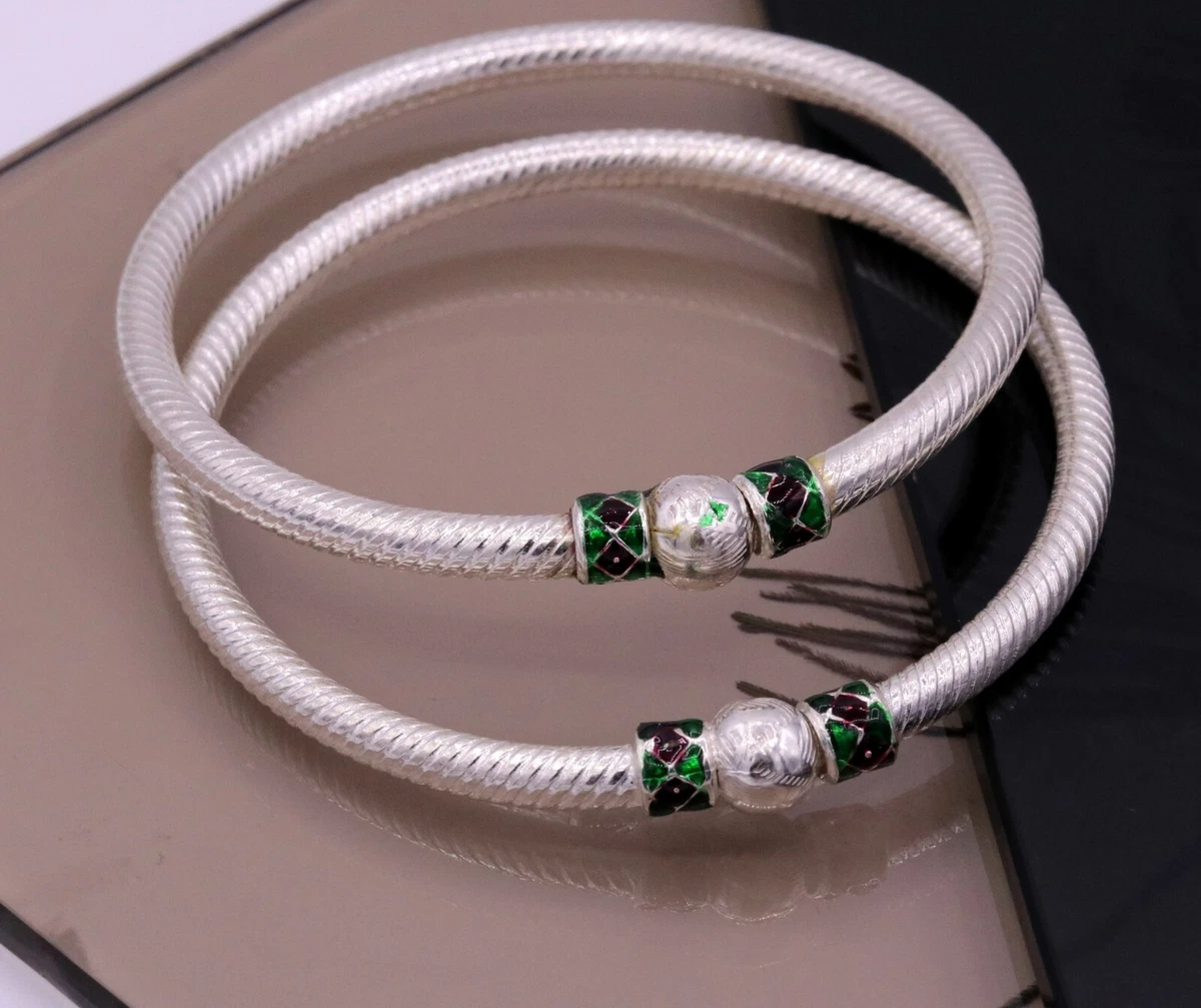 HANDMADE SILVER BANGLE BRACELET ANTIQUE TRIBAL WRIST KADA JEWELRY
