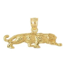 New 14k Yellow Gold Leopard Pendant