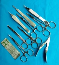 9 PCS SUTURE LACERATION MEDICAL STUDENT SURGICAL INSTRUMENTS KIT+5 BLADES#10