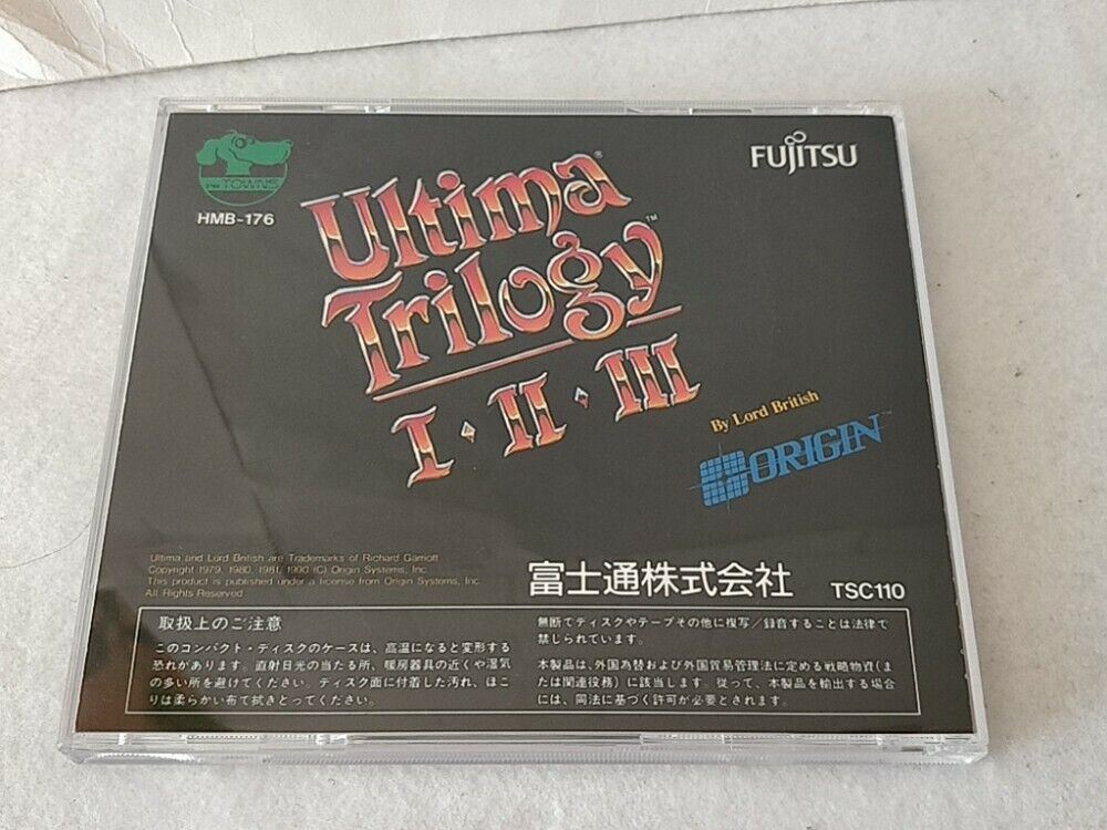 Ultima Trilogy 1,2,3 FM TOWNS / MARTY Game Disk,Map,Boxed Ultima Trilogy 1,2,3 FM TOWNS / MARTY Game Disk,Map,Boxed