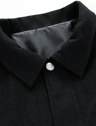 Men's Solid Jacket With Pockets, Casual Button Up Lapel Long Sleeve Jacket - Picture 3 of 5