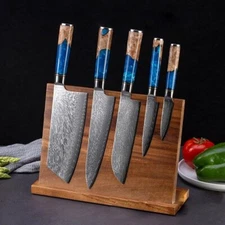 Custom handmade & hand forged kitchen chef set with leather roll 05 pcs