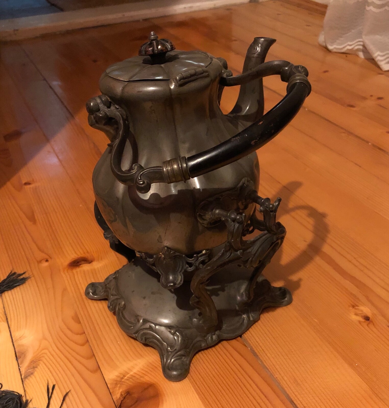 Vintage Britannia Metal Teapot Kettle on Stand with Burner Pewter