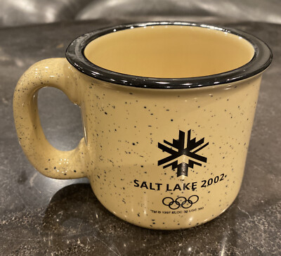 VTG 2002 Salt Lake City Winter Olympics Speckled Coffee Mug FREE PRIORITY SHIP