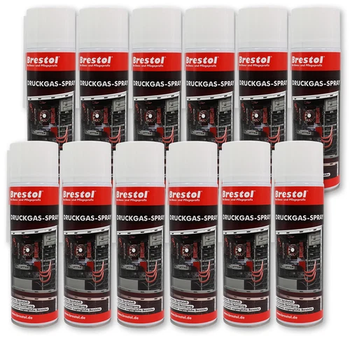 (14,15€/L) 12x 500 ml Druckluftspray Luftdruckspray Drucker-Entstauber Spray