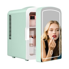 LED Mirror Skincare Refrigerator- 4L Mini Fridge for Makeup  Drinks - Car/Home