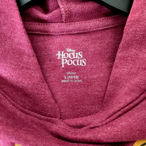 Disney Girls L (10/12) Halloween Hocus Pocus Graphic Burgundy Hoodie Dress - Picture 7 of 8