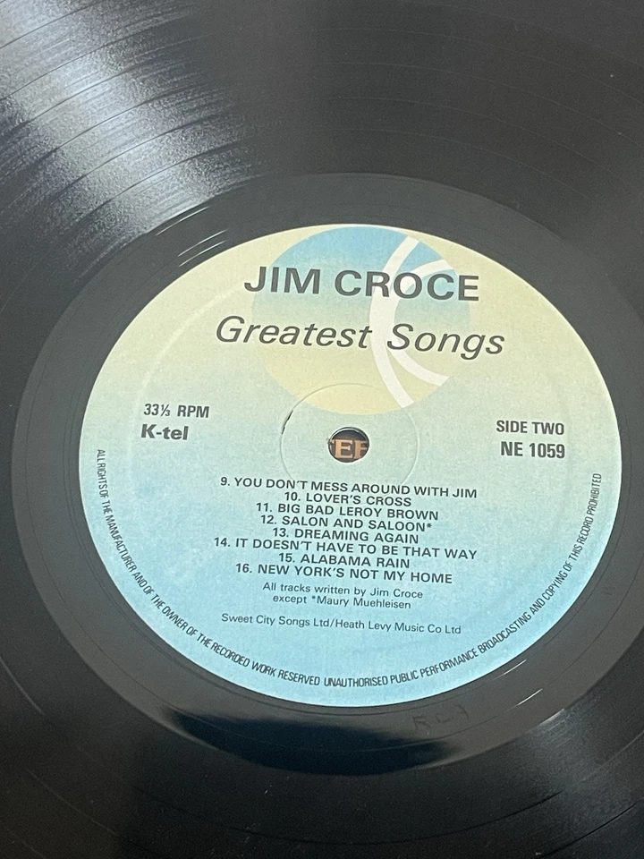 Jim Croce Greatest Songs Vintage Vinyl LP 1980 K-Tel Record NE-1059 - Image 4 of 4
