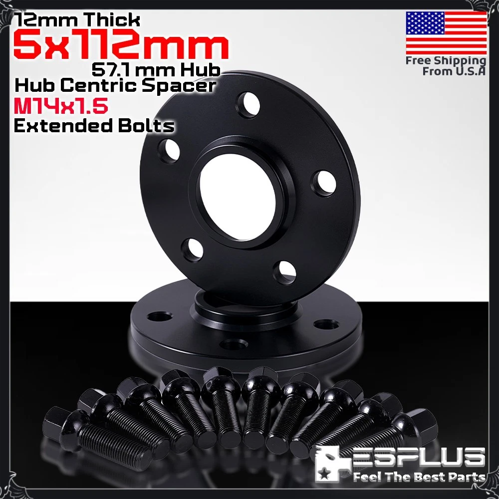 2PCS 20mm 5x112 Hubcentric Wheel Spacers 57.1 bore 10 RADIUS Bolts Compatible with VW