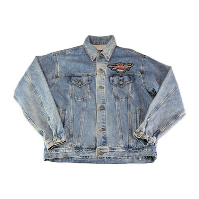 Vintage 90s Harley-Davidson Mens Small Embroidered Denim Jean Jacket Biker