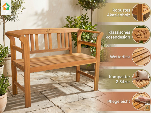 2-Sitzer Gartenbank Aus Akazienholz, Ca. 115 X 48,5 X 82 Cm - Rose-image