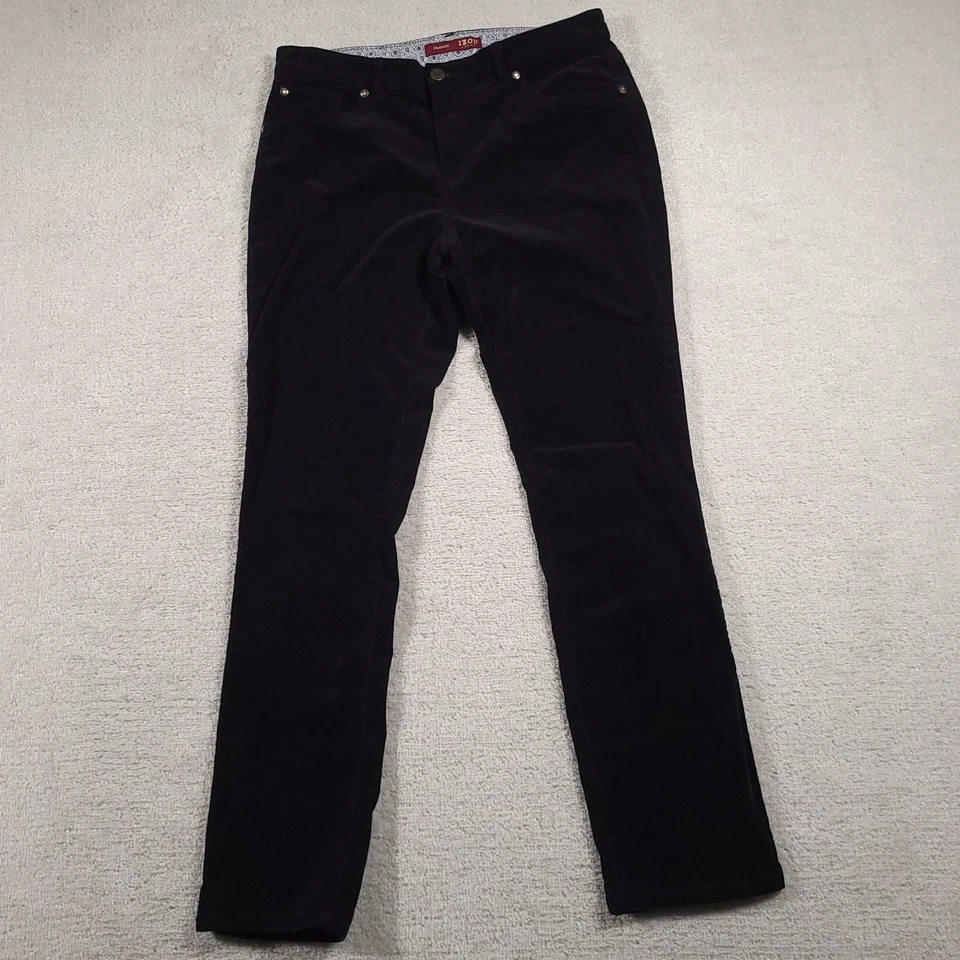 IZOD Matchstick Corduroy Pants Women's 12 Blue Flat Front Straight Leg Stretch - Image 2 of 4