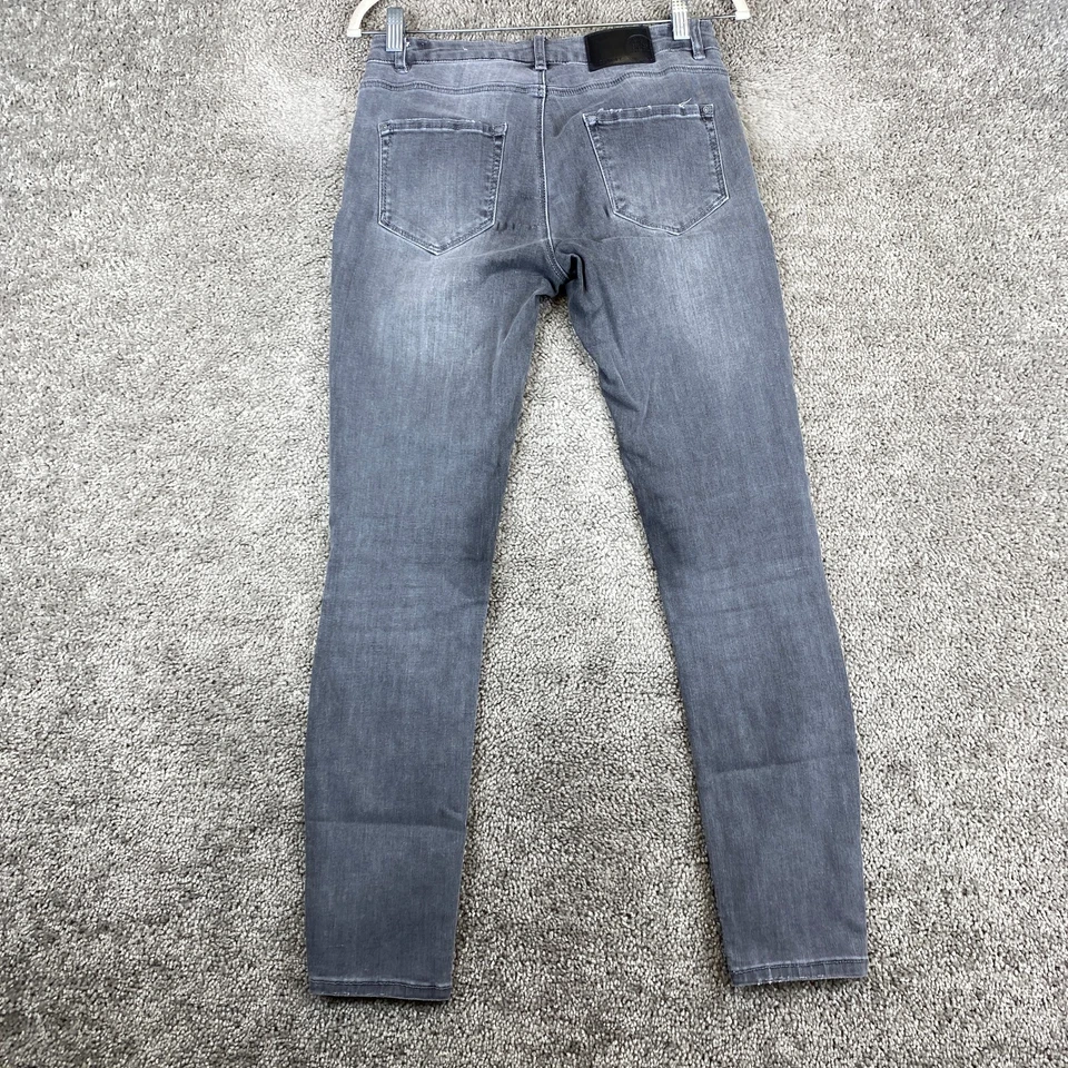 Pantalones de mezclilla Pimkie de pierna ajustada para mujer 27x29 gris carbón tiro bajo 5 bolsillos Foto 3 de 4