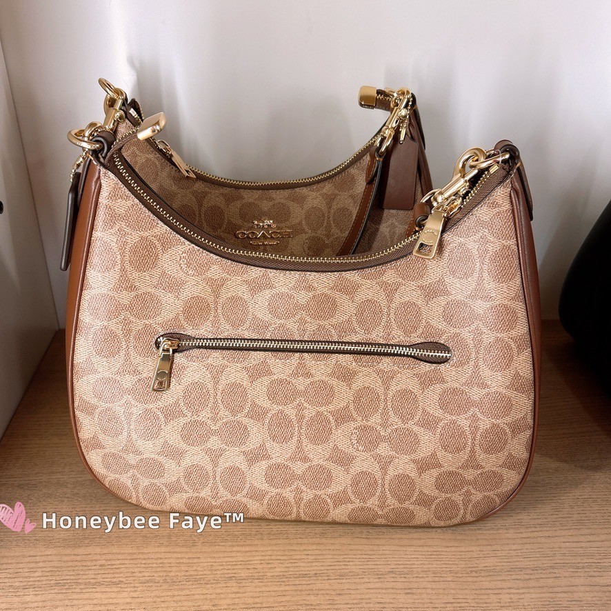 バッグ coach hobo one shoulder bag signature NWT COACH CV940 Teri Hobo Bag In Signature Canvas Gold/Tan/Brown