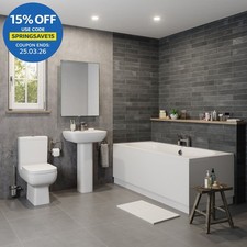 Modern Bathroom Suite Toilet WC Basin Sink Full Pedestal Double Ended Bath 1700