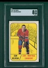 1967 Topps Hockey Card - #74 Jean Beliveau, SGC 8 NM/MT