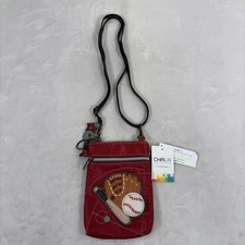 NWT Chala Crossbody Cellphone Bag Purse Baseball Theme W/tags, RFID Lining Chrty