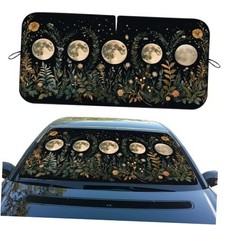 Car Windshield Sunshades, Universal Fit, 59" L x 59"L x 31.5"W Moon Phases