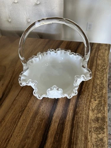 Fenton Milk Vintage Glass Basket