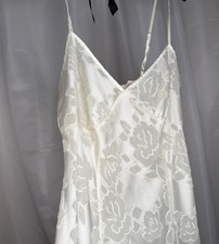 Vintage Victoria Secret Gold Label Long Ivory Floral Slip Dress Nightgown Size S