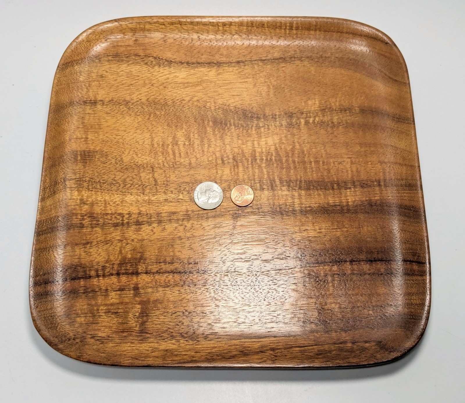 Blair Hawaii Koa Wood Square Tray 11.75 inch Curly Koa Wood Vintage Tray