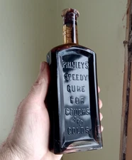 PRIMLEY'S SPEEDY CURE FOR COUGHS JONES & PRIMLEY ELKHART,IN 1890 EMB WITH LABEL