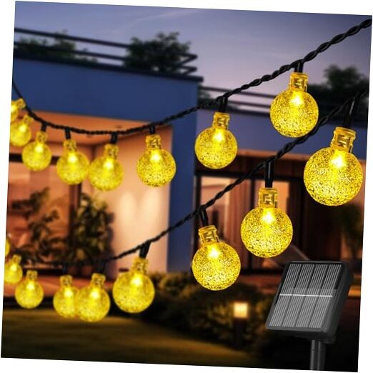 60 LED Solar String Lights Outdoor Waterproof, 36FT Crystal 1 pack Warm White