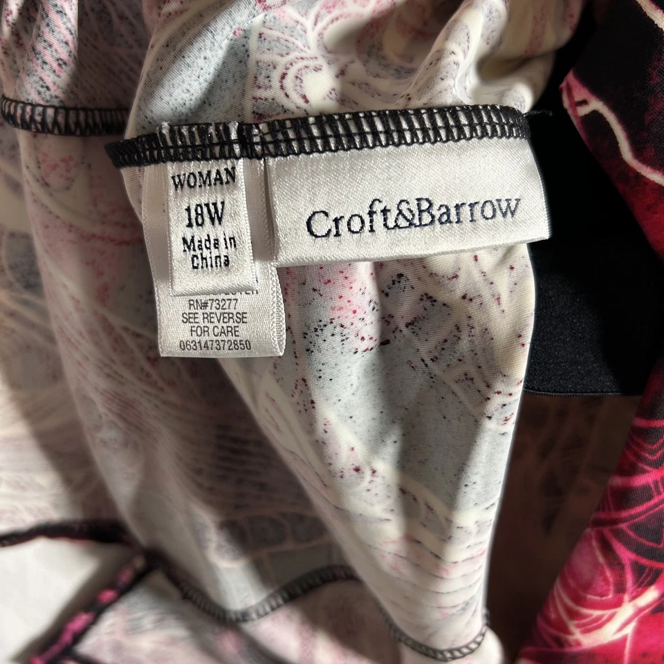 Tankini de natación floral Croft Barrow para mujer talla 18W rojo negro Foto 4 de 4