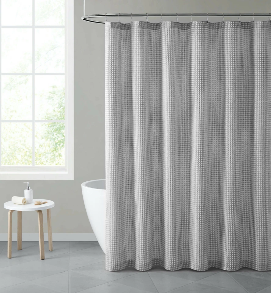 Hotel Collection Luxurious Waffle Weave Fabric Shower Curtain - Assorted Colors - Image 3 of 4