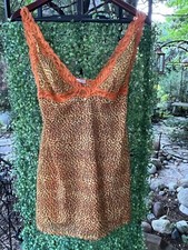 NWT Victoria  s Secret Babydoll Gown VINTAGE M Leopard Sheer