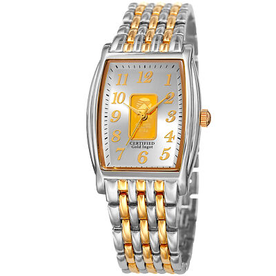 Men's August Steiner AS8226TTG Certified 0.10G Plate Of Pure Gold Bracelet Watch