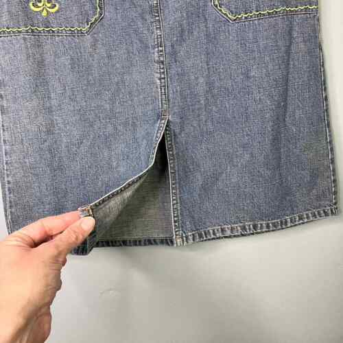 Vintage Moda International Bohemian Floral Embroidered Denim Skirt Womens Size 6 - Picture 4 of 16