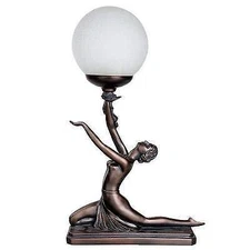 Art Deco Bronze Lighting Nora Kneeling Table Lamp Figure 