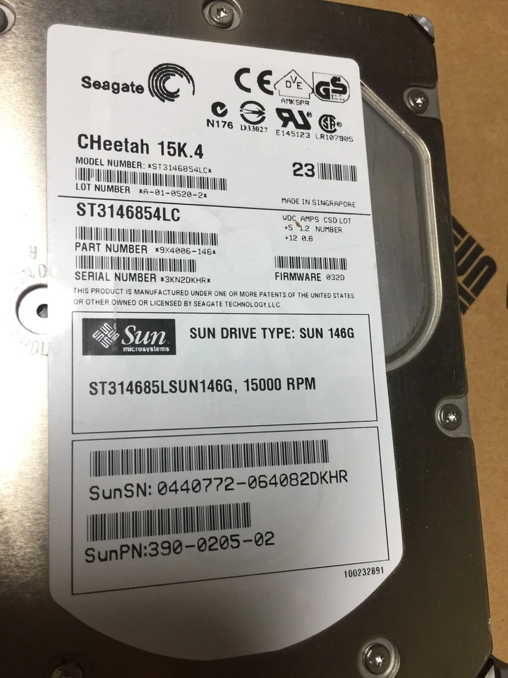 SUN 540-6494-02, 390-0205-02, 146Gb 15K SCSI disk , ST314685LSUN146G, Test-PASS, - Image 2 of 4